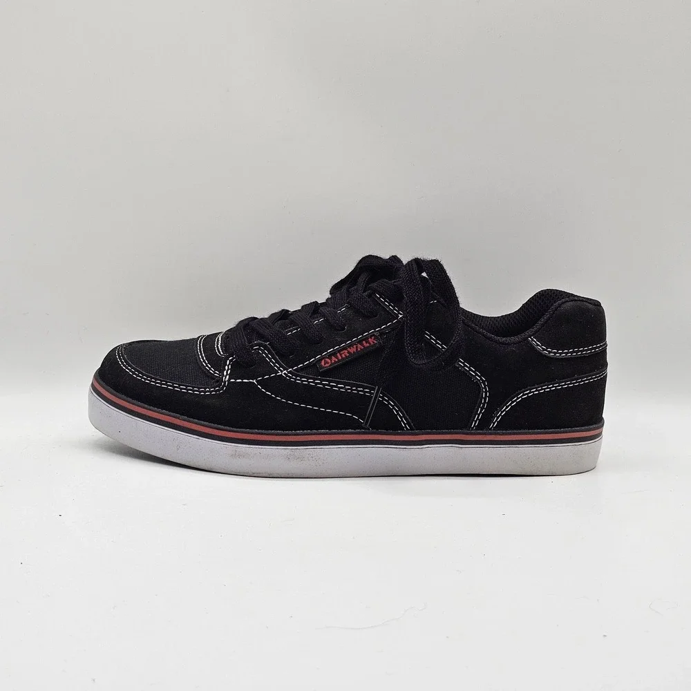 Airwalk Shoes Youth Size 5.5 Black Red Skate Low Top Classic Lace‎ Up Sneakers